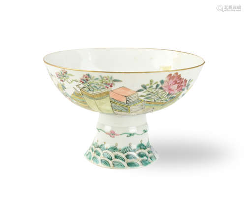 Chinese Qianjiang Glazed High Foot Stem Bowl