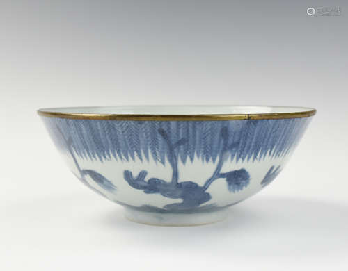 Large Japanese Blue and White Bowl,19th C.