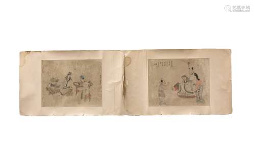 Pair of Chinese Paintings of Scholars,Qing Dynasty