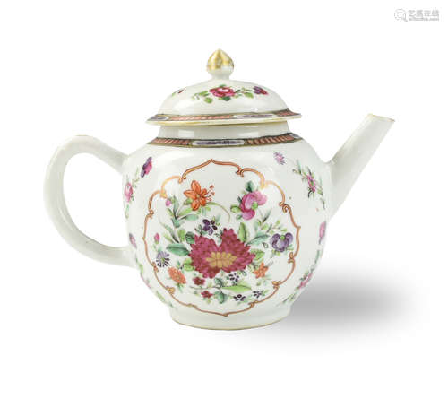 Chinese Export Famille Rose Teapot, 18th C.