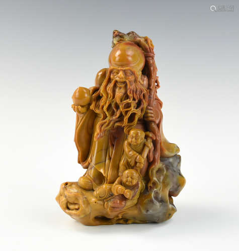 Chinese Soapstone Carving of Immortal Statue