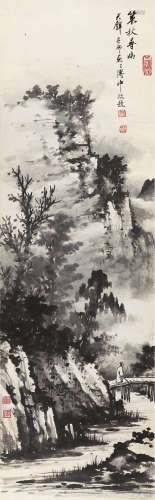1898～1991 黄君璧   策杖寻幽  镜片  水墨纸本
