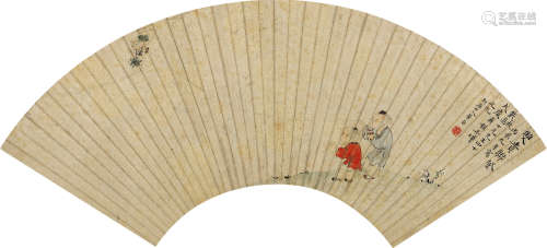 1682～1756 华嵒  1736年作 双贵联登  扇片  设色纸本