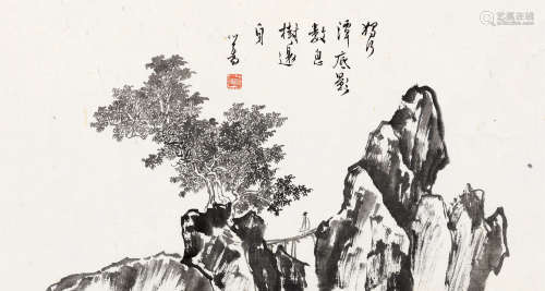 1896～1963 溥儒   松石独行  镜片  水墨纸本