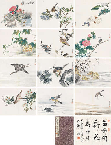 1897～1960 蔡铣  1931年作 花鸟集锦册  册页 （十二开） 设色纸本