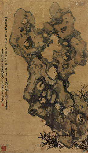 1806～1876 周棠  1859年作 寿石  镜片  水墨纸本