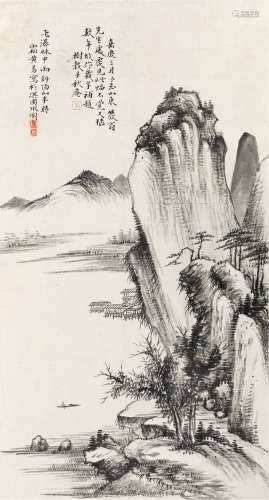 1744～1802 黄易   松浦停舟  立轴  水墨纸本