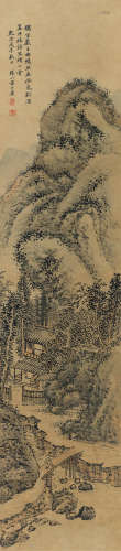 1692～1751 方士庶  1738年作 唐人诗意图  立轴  设色纸本
