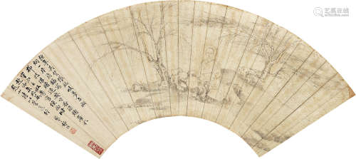 1765～1816 舒位   疏柳高仕  扇框  水墨纸本