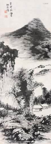 1896～1994 刘海粟  1951年作 拟石涛山水  镜片 水墨纸本