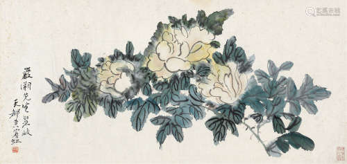 1865～1955 黄宾虹   花卉  镜片  设色纸本