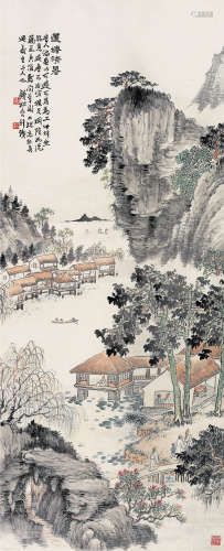 1899～1985 钱松嵒   莲塘清暑  立轴 设色纸本