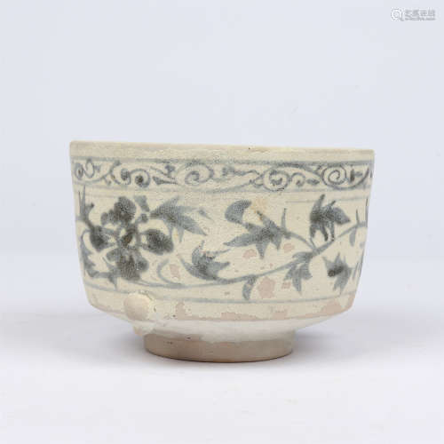 Blue and white flower decorative furnace in Yuan Dynasty