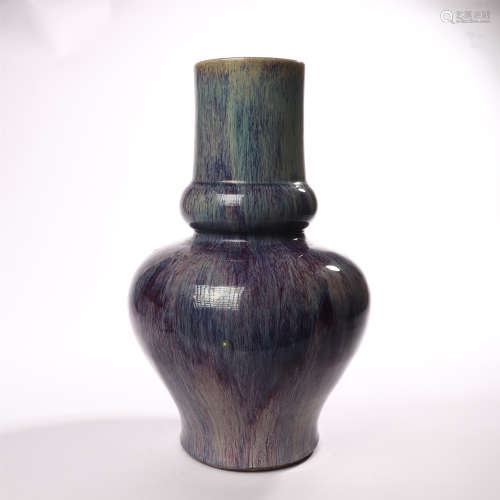 The mid Qing Dynasty kiln change glaze waist bottle