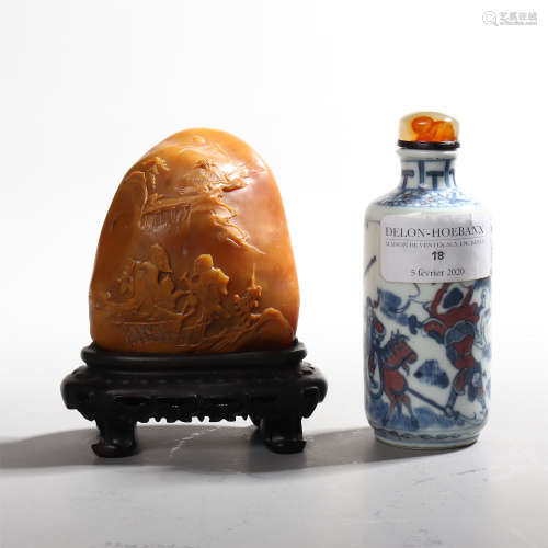 Tian Huangshi and a group of blue and white underglaze red snuff bottles in the early Qing Dynasty