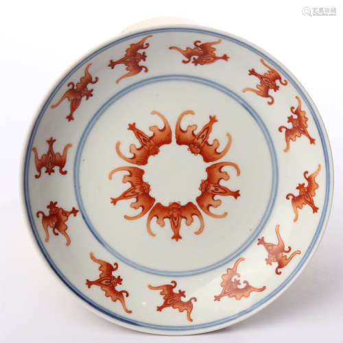 Red bat decorative plate with Qing Guang Xu Fan