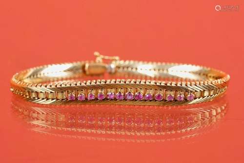 Bracelet En or jaune 18K (750‰) sertie de 13 pe…