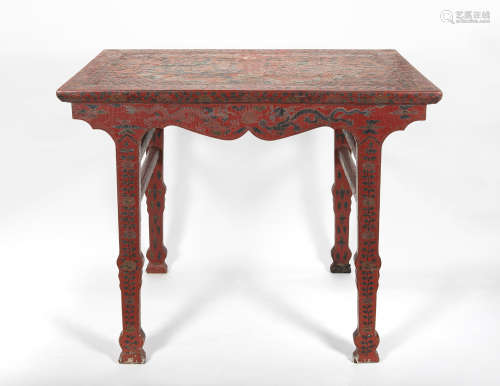 明代-紅漆龍紋桌