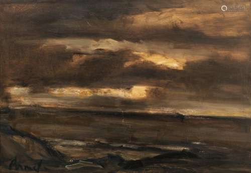 Permeke C., a sea sight at night, oil on canvas, 7…