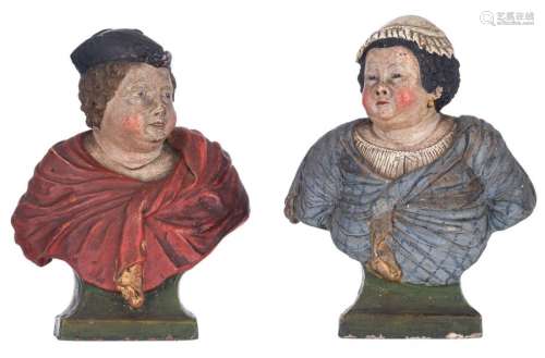 A pair of polychrome cold painted terracotta bookr…