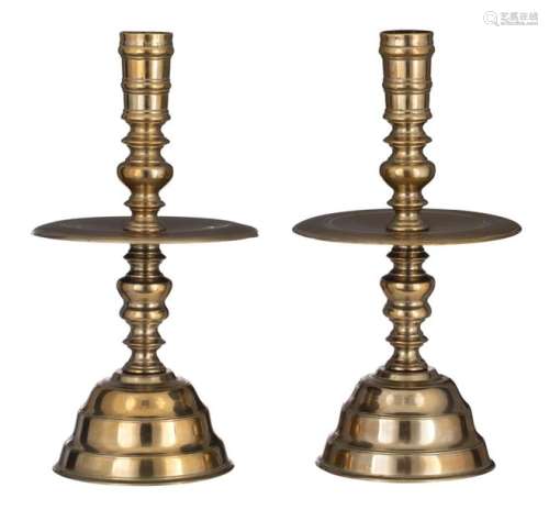 A large pair of brass Baroque type mid drip socket…