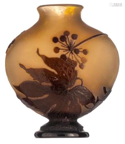 An Art Nouveau cameo glass paste vase, with floral…