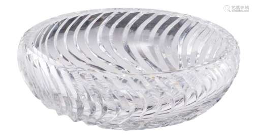 A crystal cut Val Saint Lambert bowl, with a wavy …