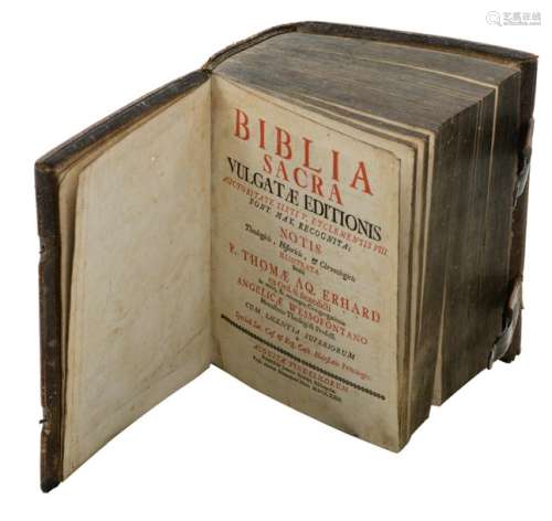 A rare bilingual Latin German Catholic bible, base…