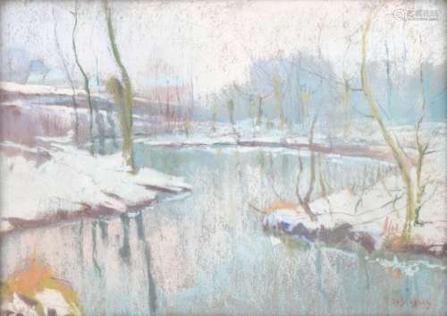 De Saegher R., a winter landscape, pastel on paper…