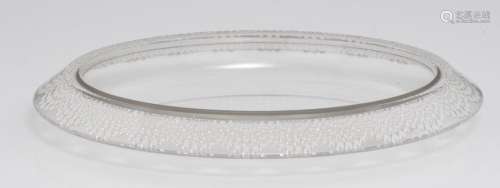 A large crystal platter by Lalique, the folded rim…