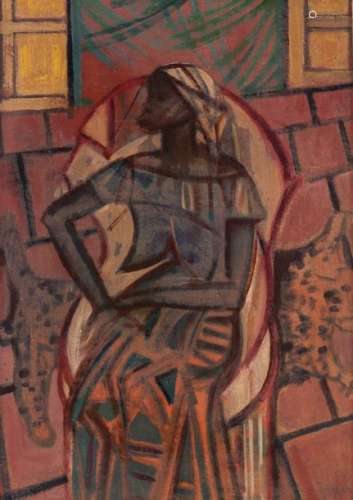Jespers Fl., an African lady, oil on canvas fixed …