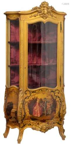 A gilt wooden Rococo style display cabinet, the ro…