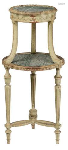 A Louis XVI style polychrome and gilt painted wood…