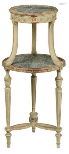 A Louis XVI style polychrome and gilt painted wood…