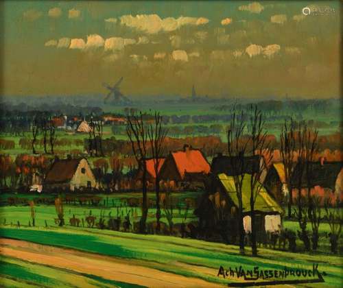 Van Sassenbrouck A., a rural winter landscape, oil…