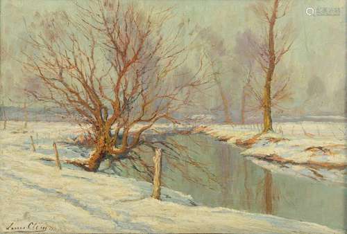 Clesse L., the Senne in a winter landscape, oil on…