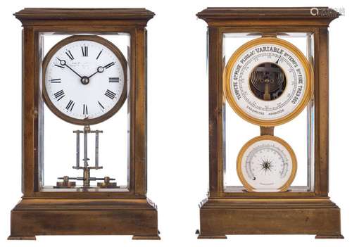 A duo set of a torsion pendulum clock and its matc…