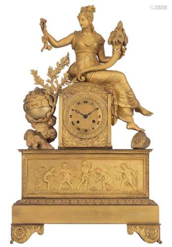 A large and fine ormolu bronze mantle clock, with …