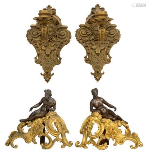 A pair of gilt and patinated bronze Baroque style …