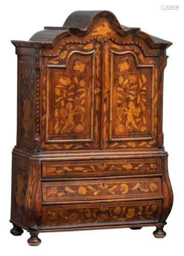 A rare and charming Dutch marquetry cabinet 'pièce…