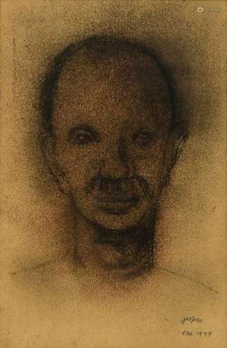 Jespers F., the head of a man, charcoal on paper, …