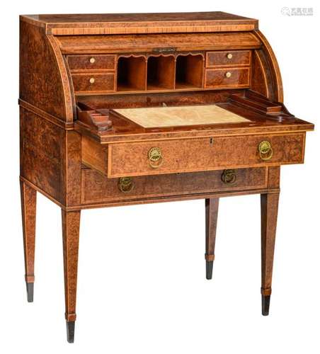 A very fine English George III burr walnut and mah…