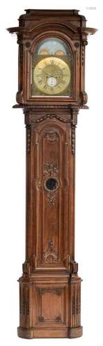 A Neoclassical richly sculpted oak longcase clock,…