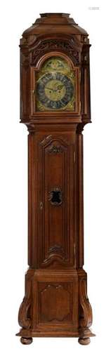 A Rococo richly sculpted oak longcase clock, the d…