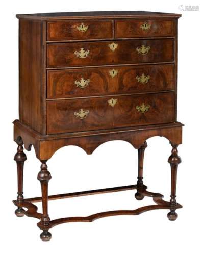 A very fine walnut veneered William & Mary cabinet…