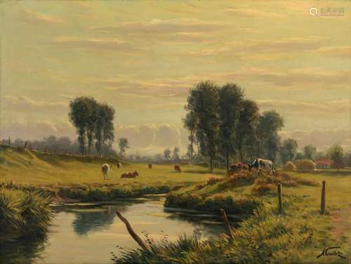 Caullet A., the cattle near the pond, oil on canva…