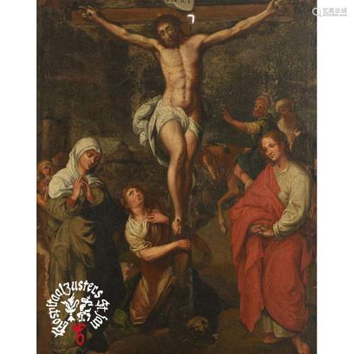 No visible signature, a Golgotha, oil on canvas, 1…