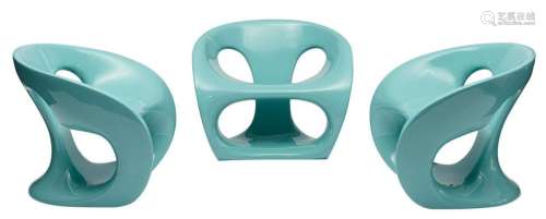 Three lacquered fibreglass 'Hara' chairs, design b…