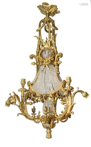 An imposing Neoclassical gilt bronze chandelier, t…