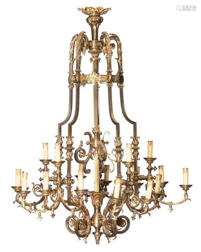 A large gilt bronze Neoclassical chandelier, H 120…